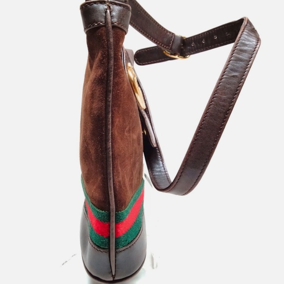 Gucci Brown Suede Leather Crossbody Bag - Picture 3 of 9